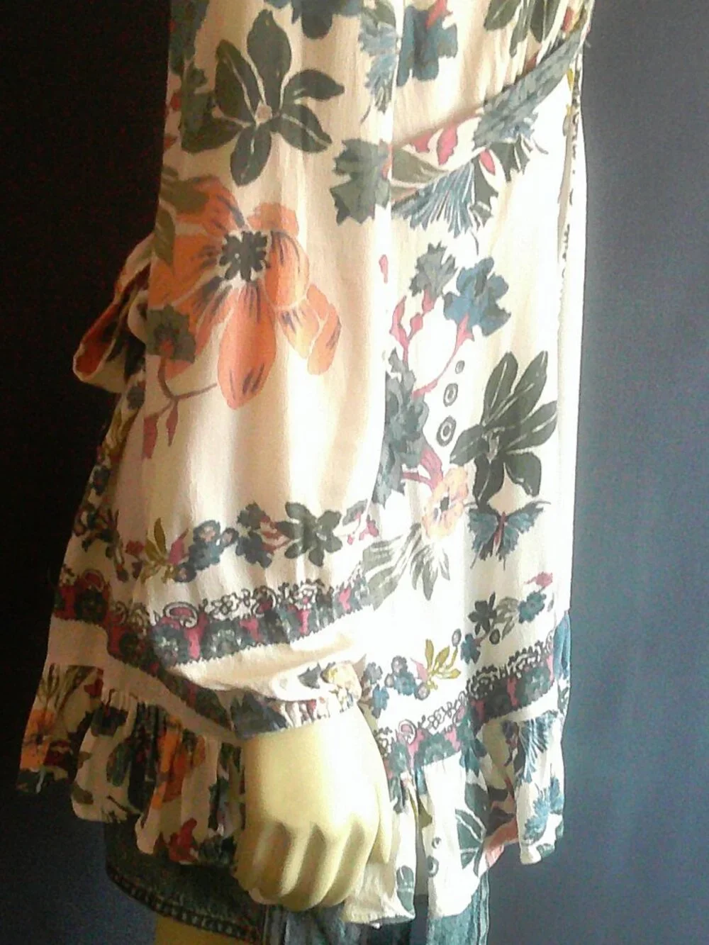 Free People Violet Hill Floral Tie Back Ruffled Tunic Top 8